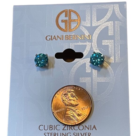 NWT Giani Bernini sterling silver blue crystal post earrings - Picture 3 of 3